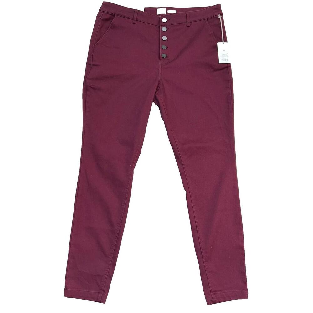 A New Day - Women's 16R Skinny Jeans Burgundy High Rise NWT Fitted Hip & Thigh